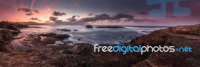 The Sunsets In The Sea Of The Coasts And Beaches Of Galicia And Asturias  Stock Photo