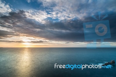 The Sunsets In The Sea Of The Coasts And Beaches Of Galicia And Asturias  Stock Photo