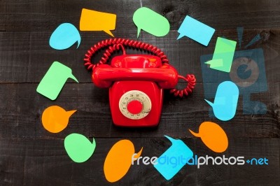 The Telephone And The Speech Ballons Stock Photo