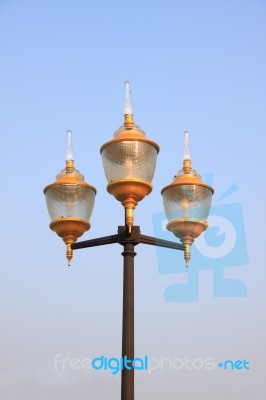 The Three Classic Lamp Of Outdoor Bulb Stock Photo