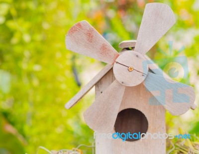 The Turbine Is Made Of Wood In The Garden.  Stock Photo