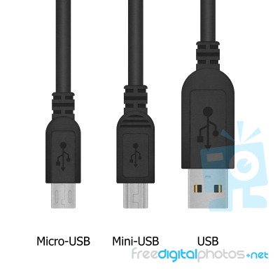 The Usb Cable For Connection Data With High Technology Stock Image