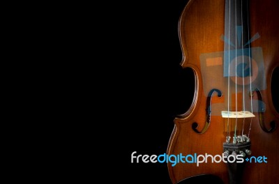 The Violin On Black Background For Isolated With Clipping Path Stock Photo