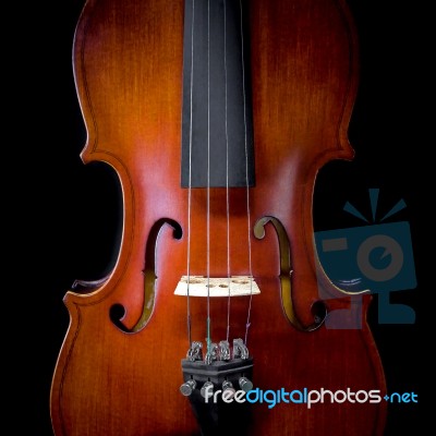 The Violin On Black Background For Isolated With Clipping Path Stock Photo