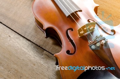 The Violin On The Table Stock Photo