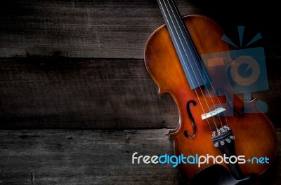 The Violin On The Table Stock Photo