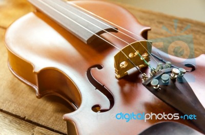 The Violin On The Table Stock Photo