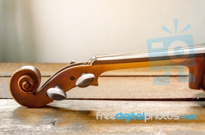 The Violin On The Table Stock Photo