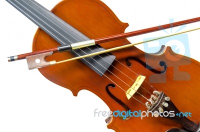 The Violin On White Background For Isolated With Clipping Path Stock Photo