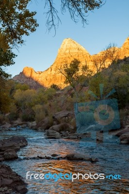 The Watchman In Zion National Park Stock Photo