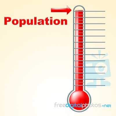 Thermometer Population Shows Thermostat Celsius And Temperature Stock Image