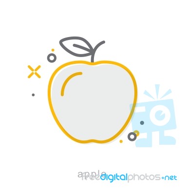 Thin Line Icons, Apple Stock Image