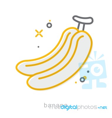 Thin Line Icons, Banana Stock Image