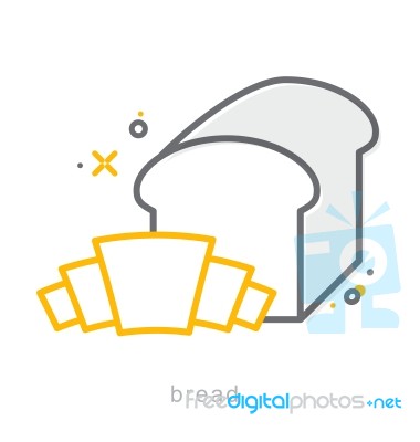 Thin Line Icons, Bread Stock Image