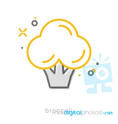 Thin Line Icons, Broccoli Stock Image