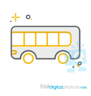 Thin Line Icons, Bus Stock Image