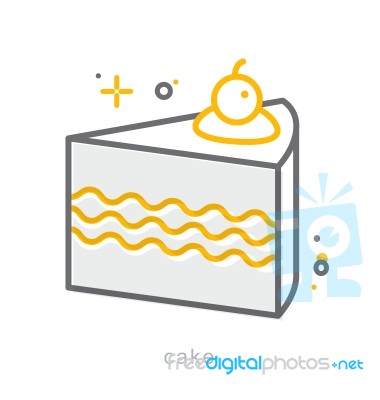 Thin Line Icons, Cake Stock Image