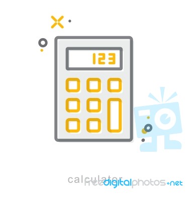 Thin Line Icons, Calculator Stock Image