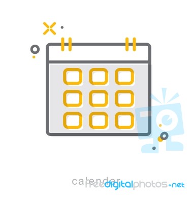 Thin Line Icons, Calendar Stock Image