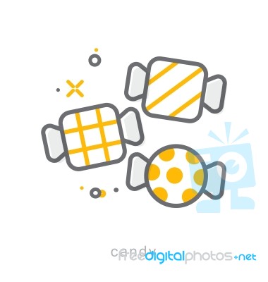 Thin Line Icons, Candy Stock Image