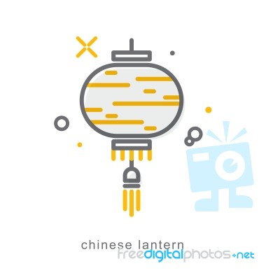 Thin Line Icons, Chinese Lantern Stock Image