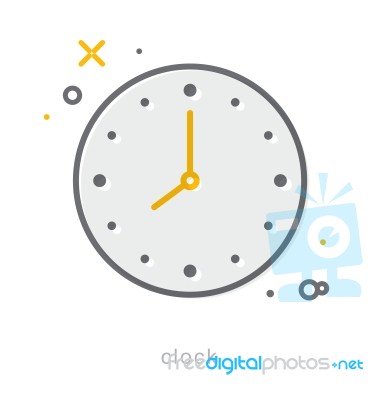 Thin Line Icons, Clock Stock Image