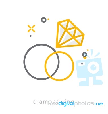 Thin Line Icons, Diamond Ring Stock Image