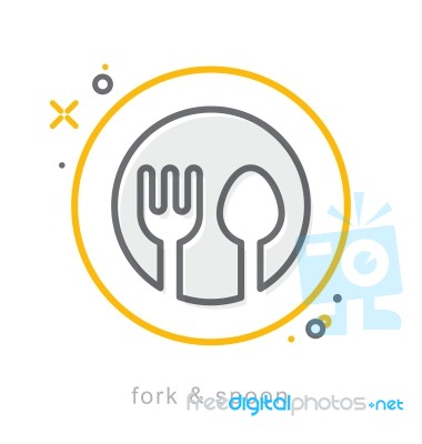 Thin Line Icons, Fork & Spoon Stock Image