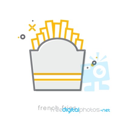 Thin Line Icons, French Fries Stock Image