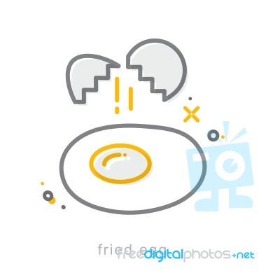 Thin Line Icons, Fried Egg Stock Image