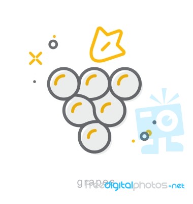 Thin Line Icons, Grapes Stock Image