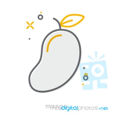 Thin Line Icons, Mango Stock Image