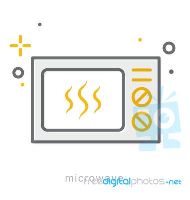 Thin Line Icons, Microwave Stock Image