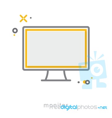 Thin Line Icons, Monitor Stock Image