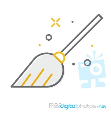 Thin Line Icons, Mop Stock Image
