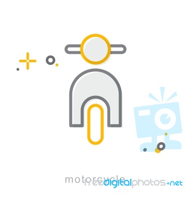 Thin Line Icons, Motorcycles Stock Image