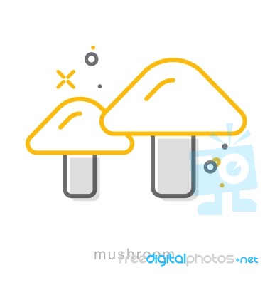 Thin Line Icons, Mushroom Stock Image