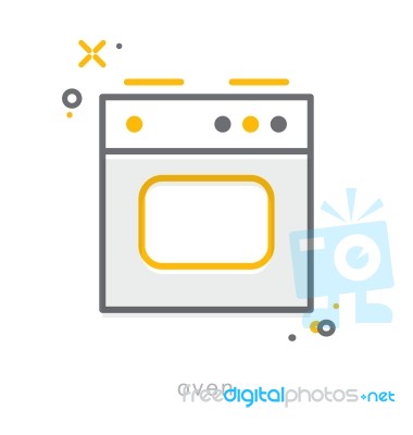 Thin Line Icons, Oven Stock Image