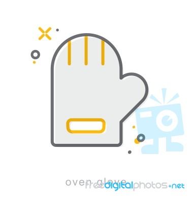 Thin Line Icons, Oven Glove Stock Image