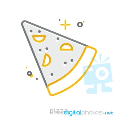 Thin Line Icons, Pizza Stock Image