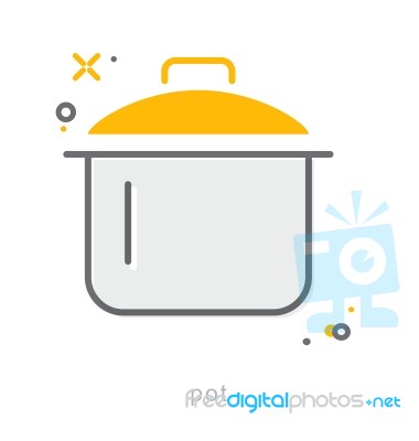 Thin Line Icons, Pot Stock Image