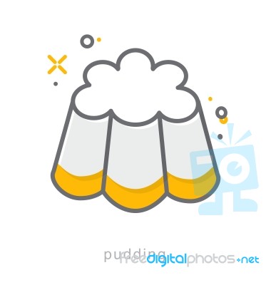 Thin Line Icons, Pudding Stock Image