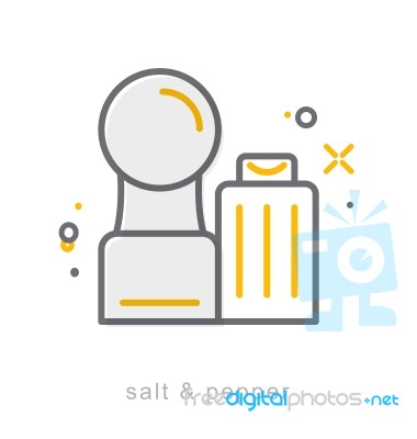 Thin Line Icons, Salt & Pepper Stock Image