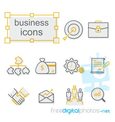 Thin Line Icons Set, Linear Symbols Set, Business Stock Image