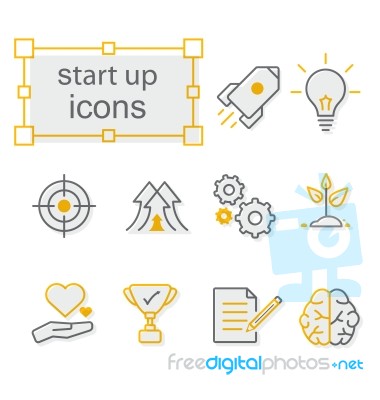 Thin Line Icons Set, Linear Symbols Set,  Start Up Stock Image