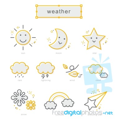 Thin Line Icons Set, Weather Stock Image