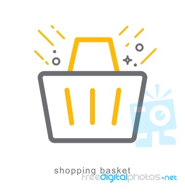 Thin Line Icons, Shopping Basket Stock Image