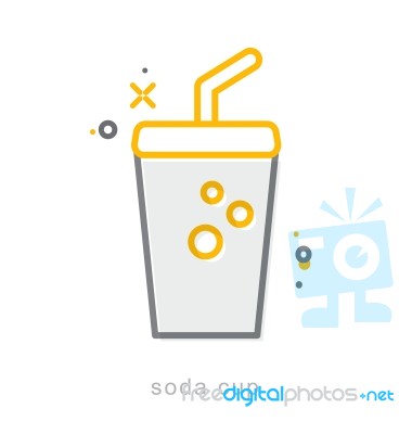 Thin Line Icons, Soda Cup Stock Image