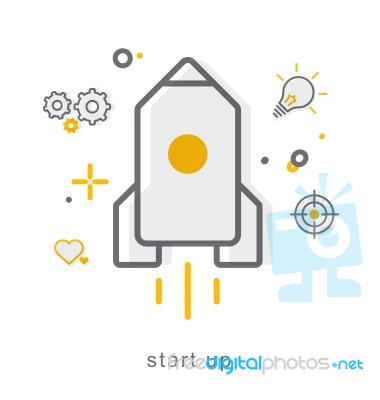 Thin Line Icons, Start Up Stock Image