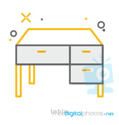 Thin Line Icons, Table Stock Image